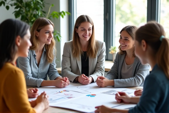Diverse team of health professionals collaborating in a bright office